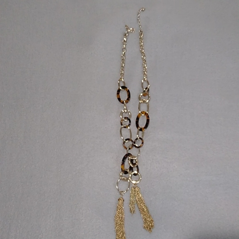 Chico's Statement Necklace, gold plated w faux tortoise